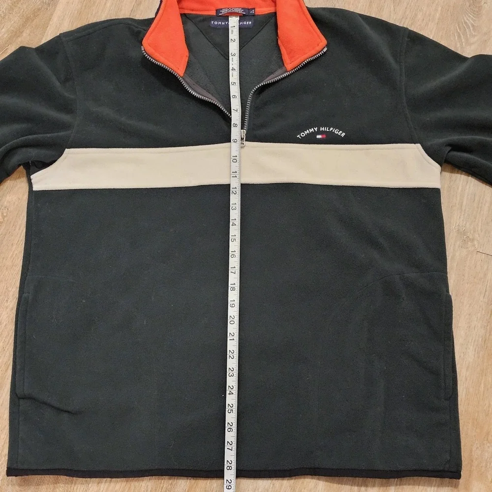 Vintage Tommy Hilfiger Jacket Men's Large Fleece Quarter‎ Zip Pullover Baggy Y2K